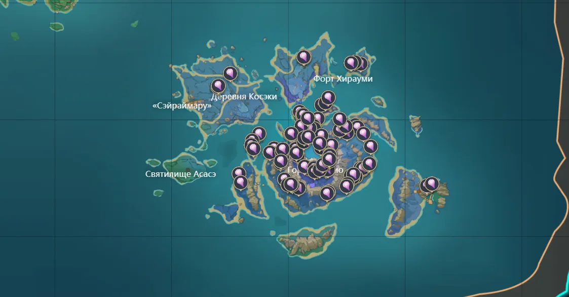 Местоположение плодов облачной травы в игре. Источник: Genshin Impact