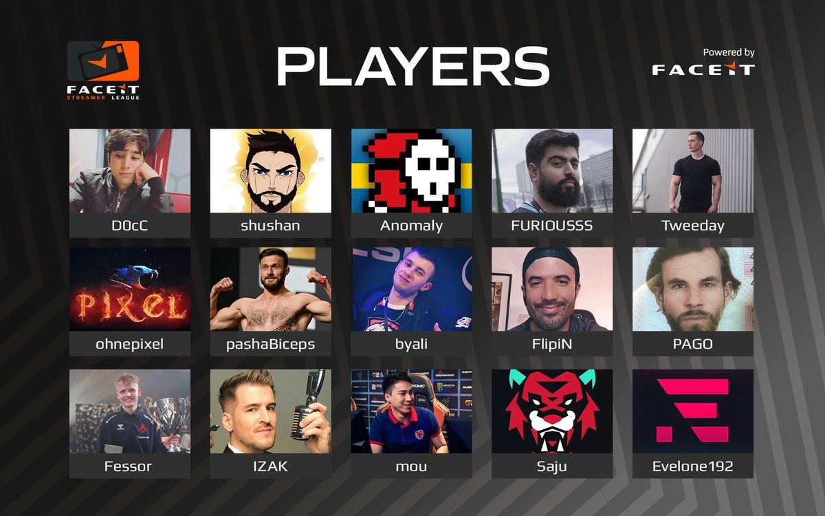 Приглашенные участники FACEIT Streamer League | Источник: твиттер