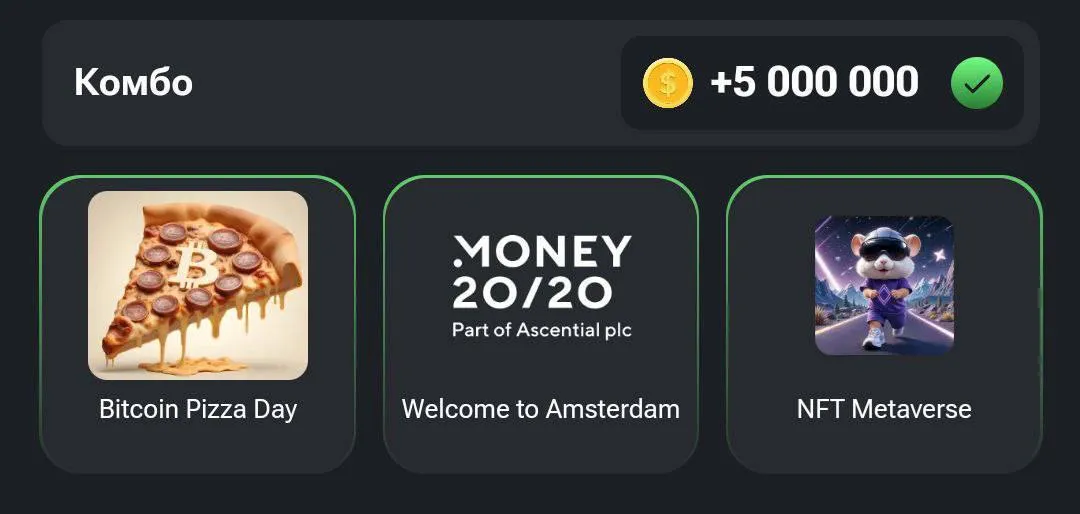 Комбо карты в Hamster Kombat (Хомяк) на 3–4 сентября