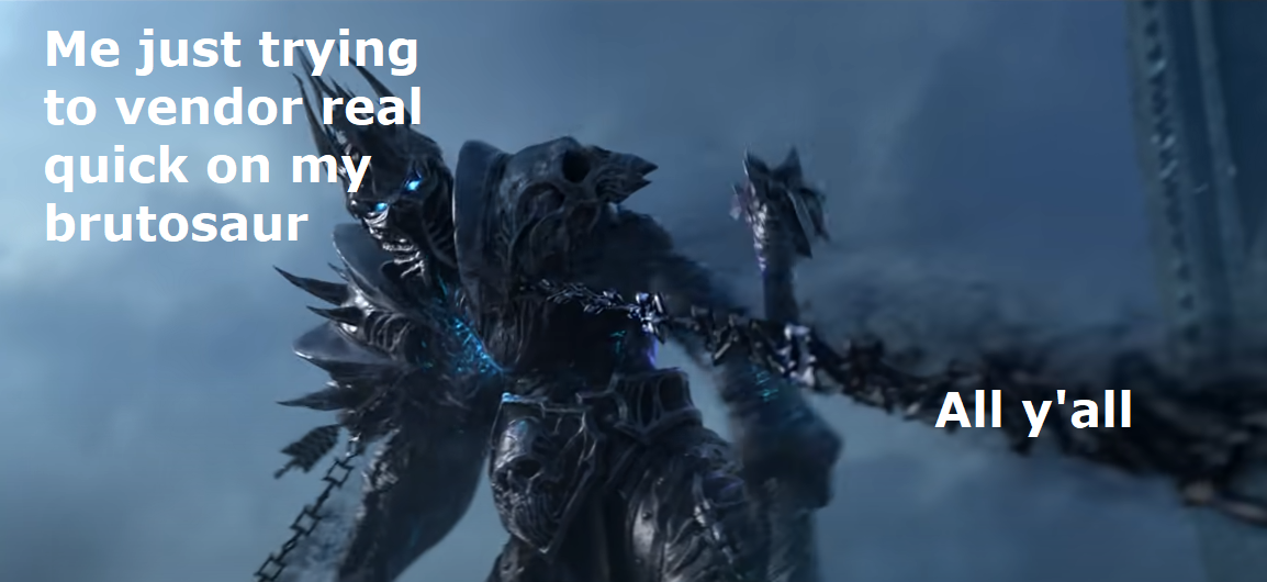 «Я, просто пытающийся быстро продать всё на своем брутозавре...»