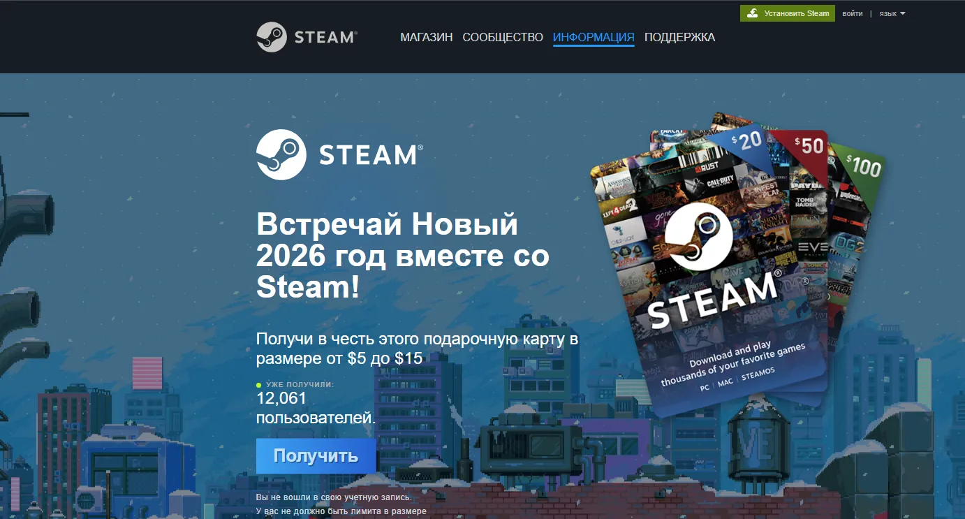 Фишинговый сайт с картами пополнения Steam. Источник: F6