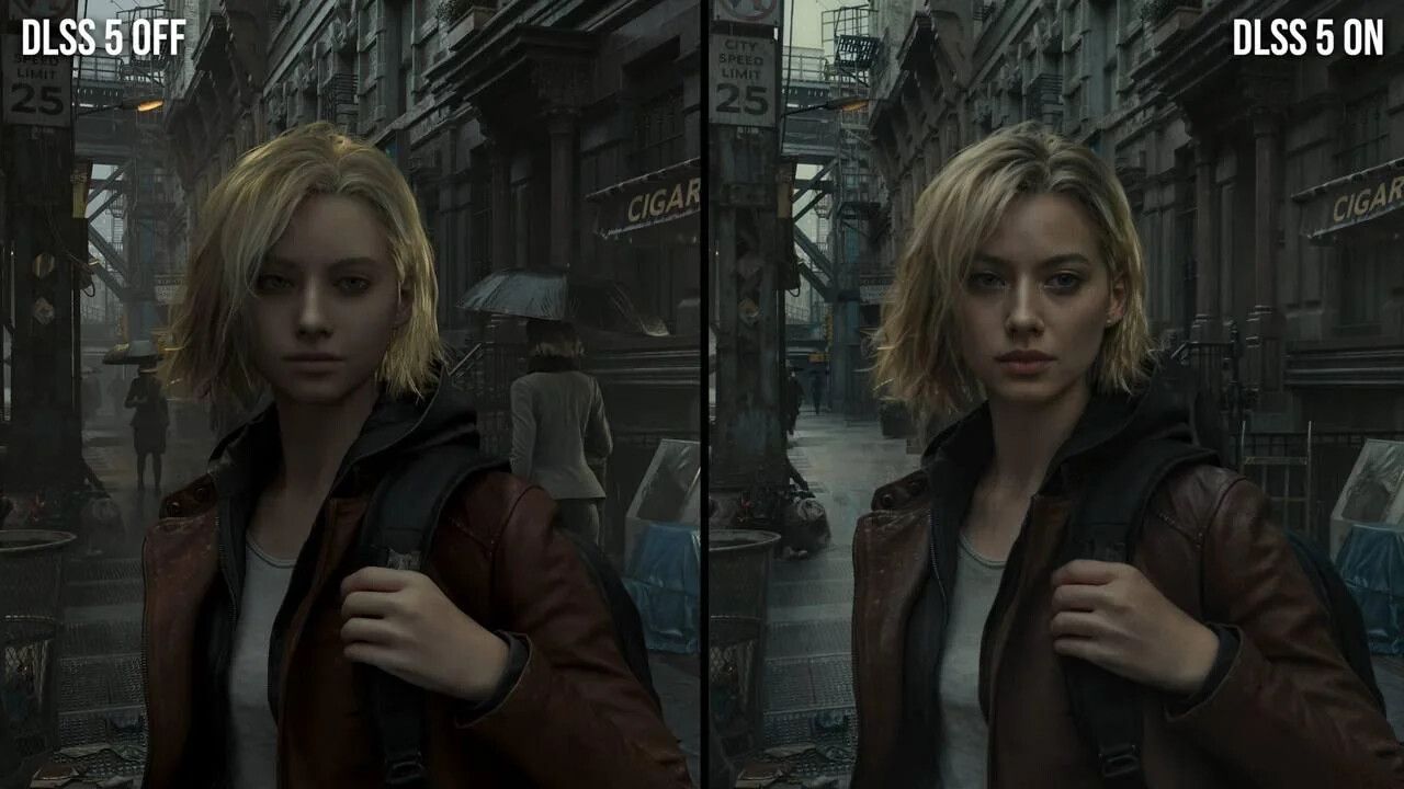 Кадр с сравнением Грейс Эшкрофт. Источник: анонсирующее видео DLSS 5 от NVIDIA