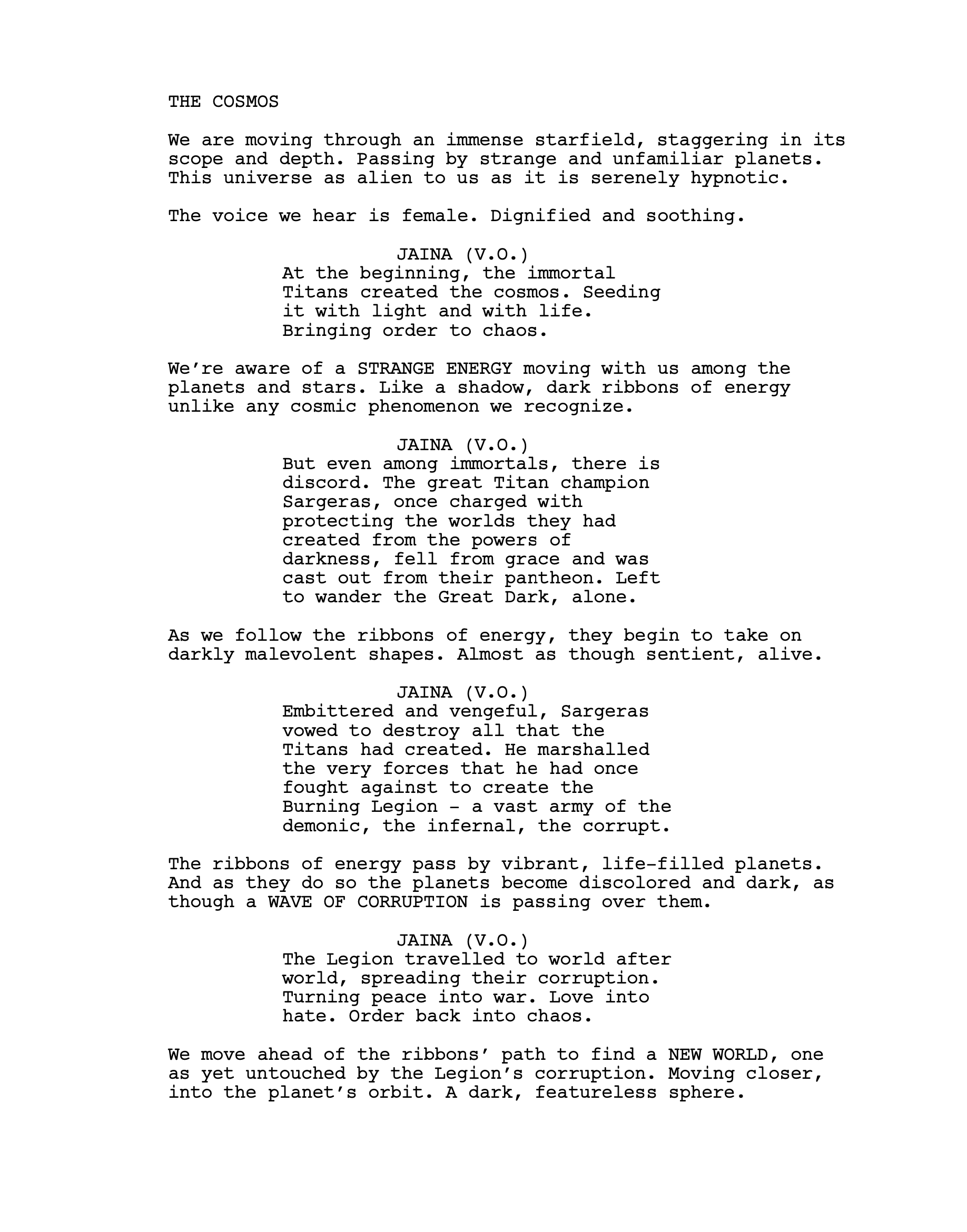 Вариант сценария для фильма «Варкрафт» от Гэри Уитты. Источник: twitter.com/garywhitta