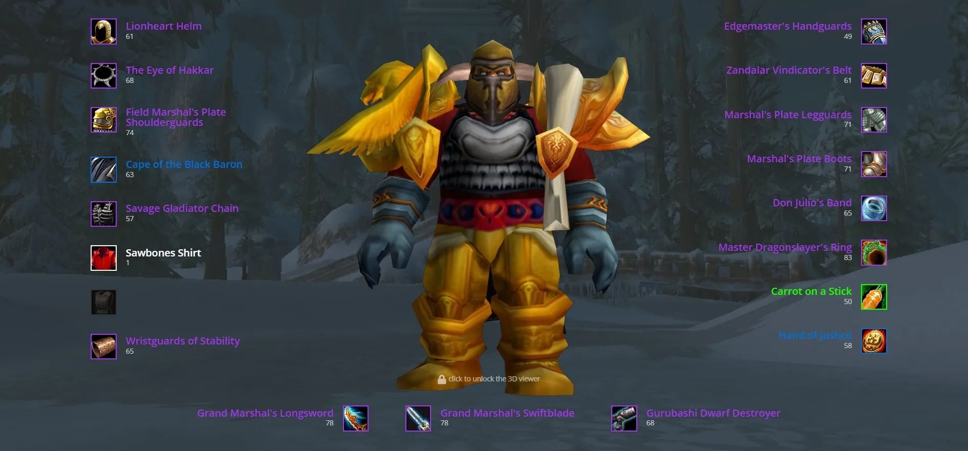 Вот таким я был на момент написания первого материала про WoW Classic — ещё в гильдии Aurore, ныне фактически почившей. Источник: Classic WoW Armory