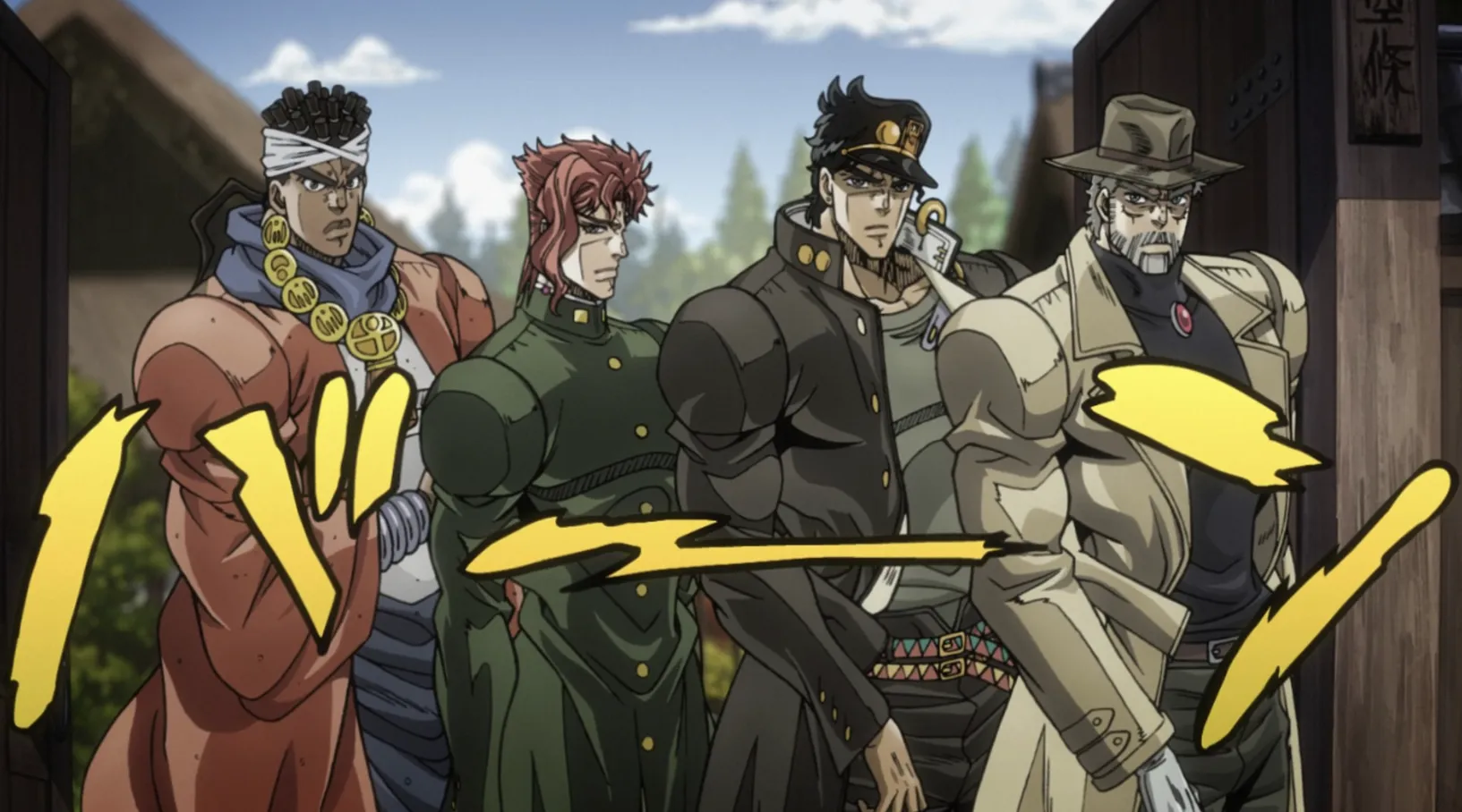 Кадр из аниме «Невероятные приключения ДжоДжо»