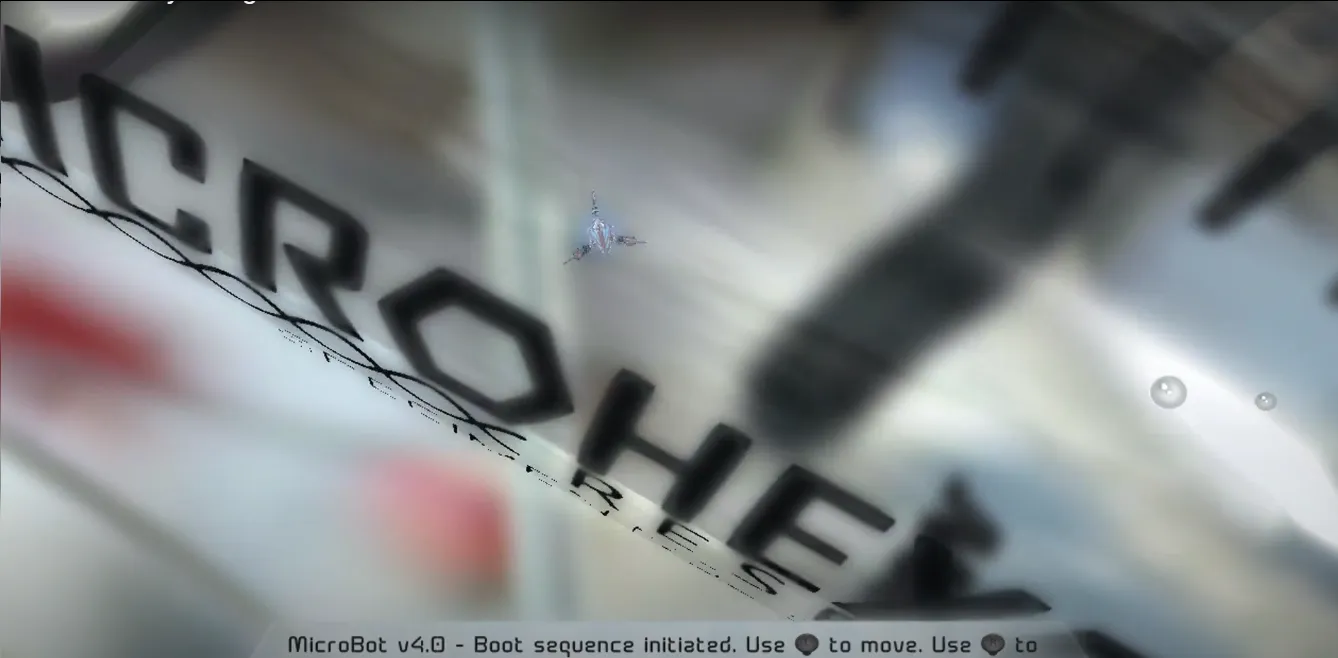 Начинаете вы игру в шприце, с помощью которого вас введут в организм