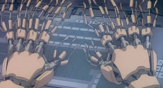 Кадр из аниме «Призрак в доспехах»