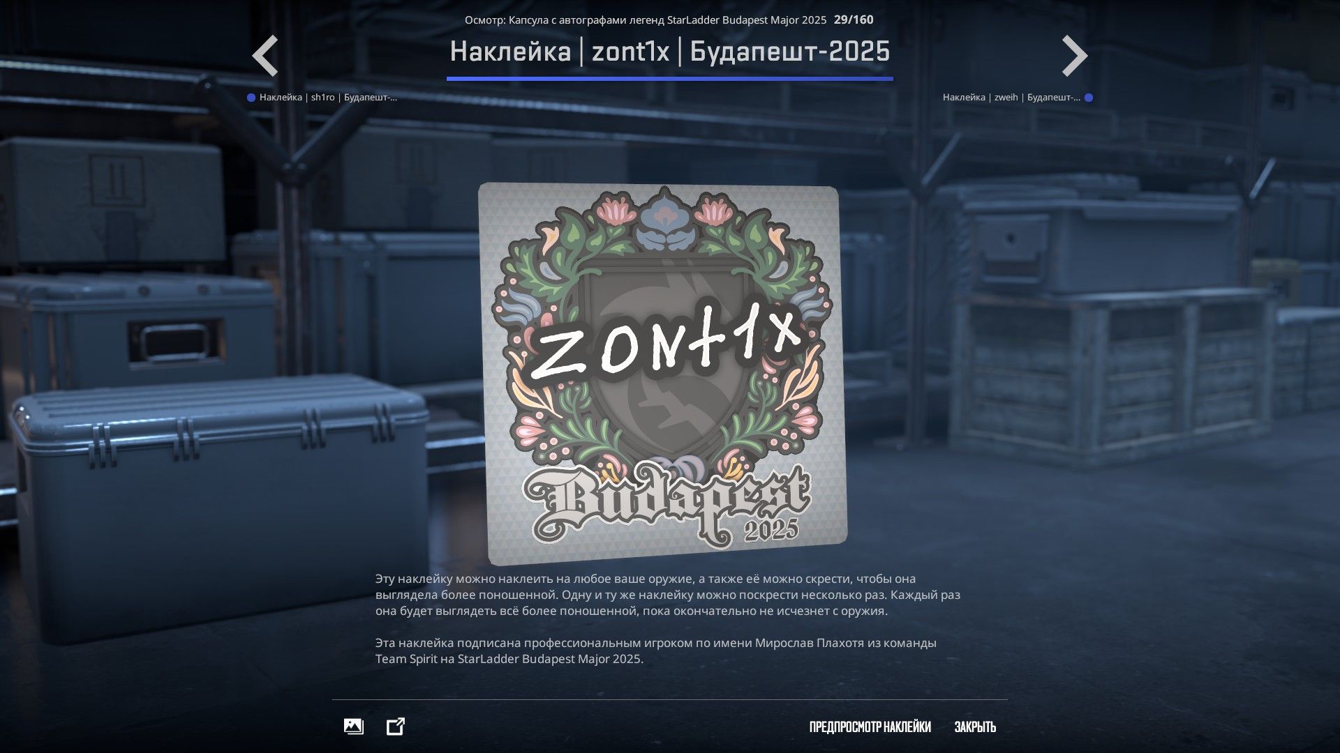 Стикер zont1x | Источник: клиент Counter-Strike 2