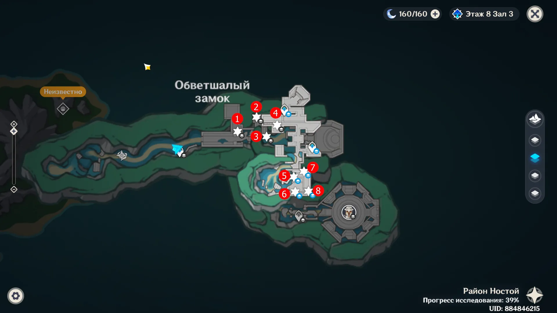 Местоположение всех полок на карте