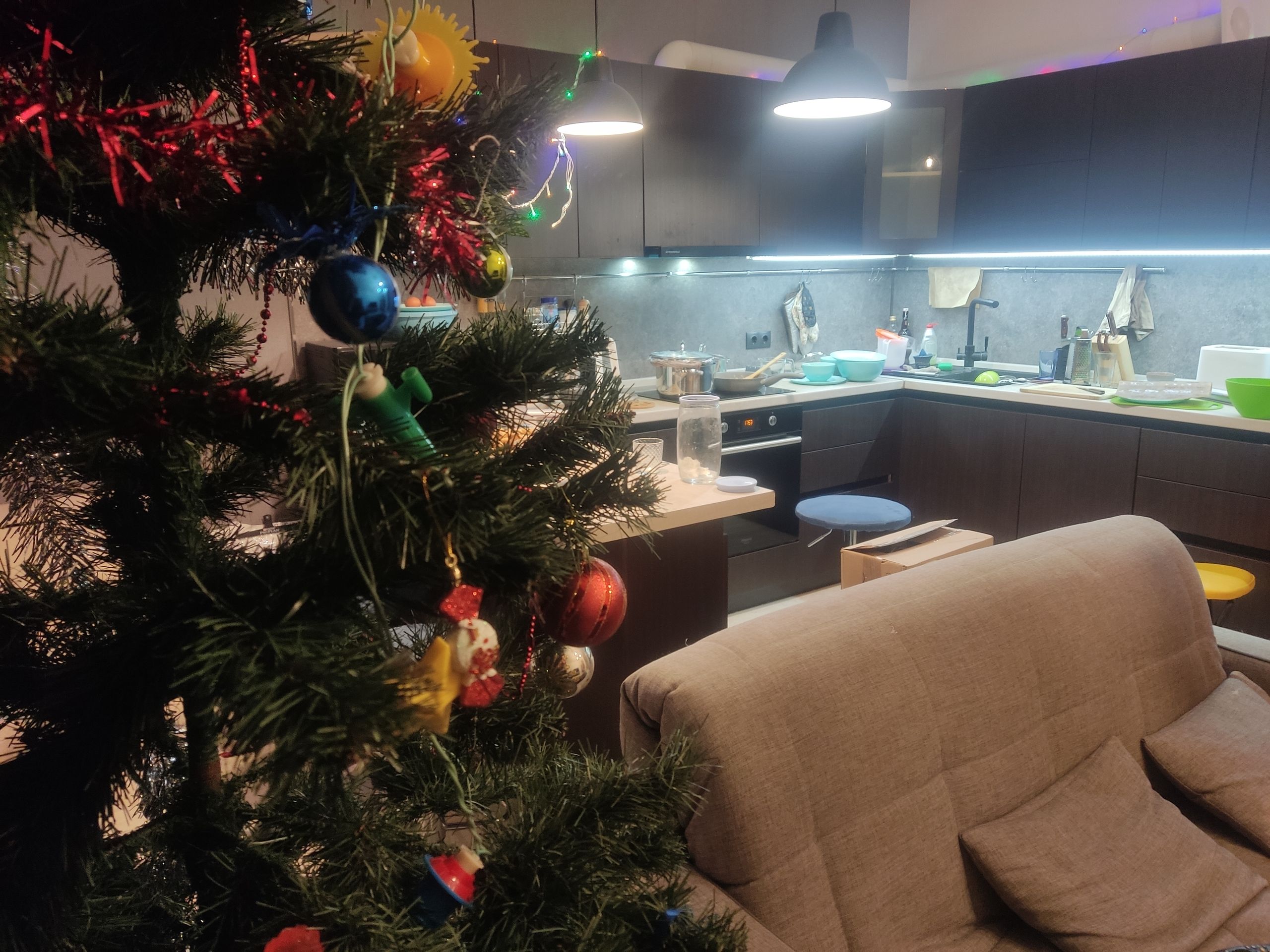 Это я ещё не закончил. Впрочем, посудомоечная машина тоже до сих пор не закончила — уже четвёртая партия... В общем, и вас с наступающим.