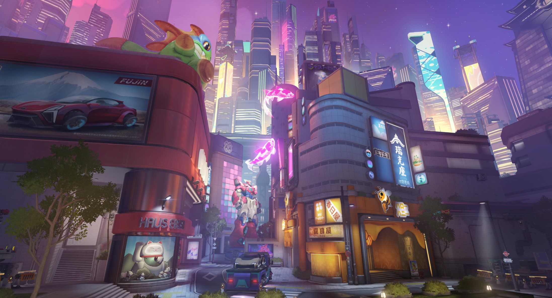 Скриншот карты «Неоновая станция». Overwatch в X