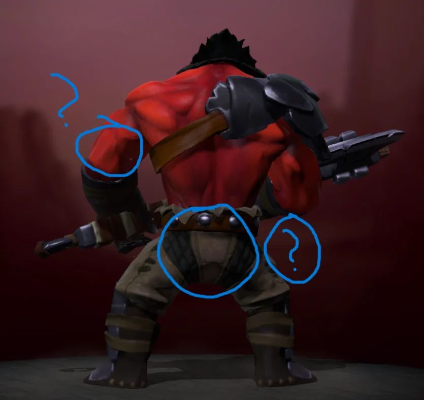 На оригинальной модели героя их нет. Источник: reddit