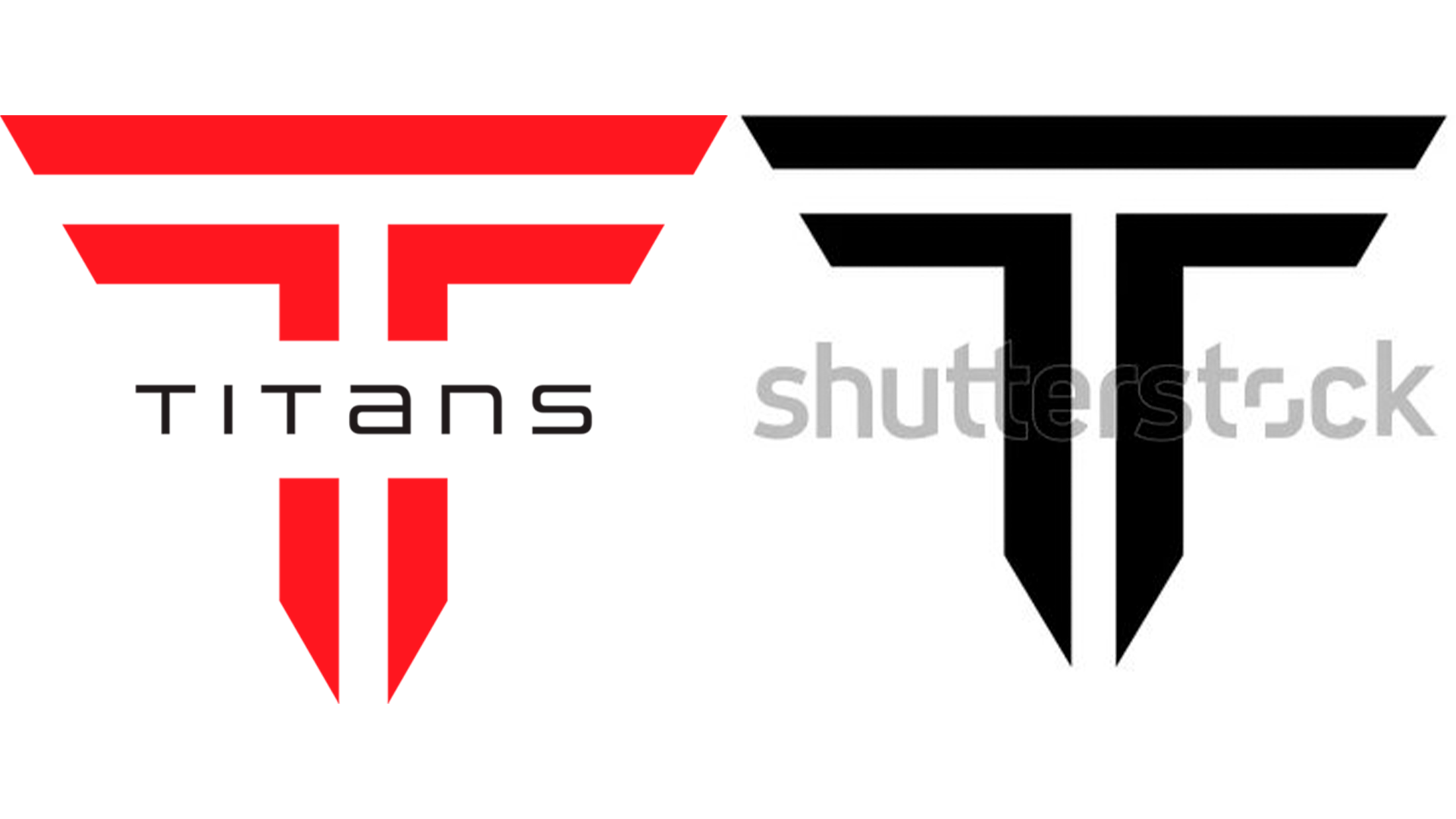 Сравнение логотипа TITANS с бесплатным изображением на Shutterstock