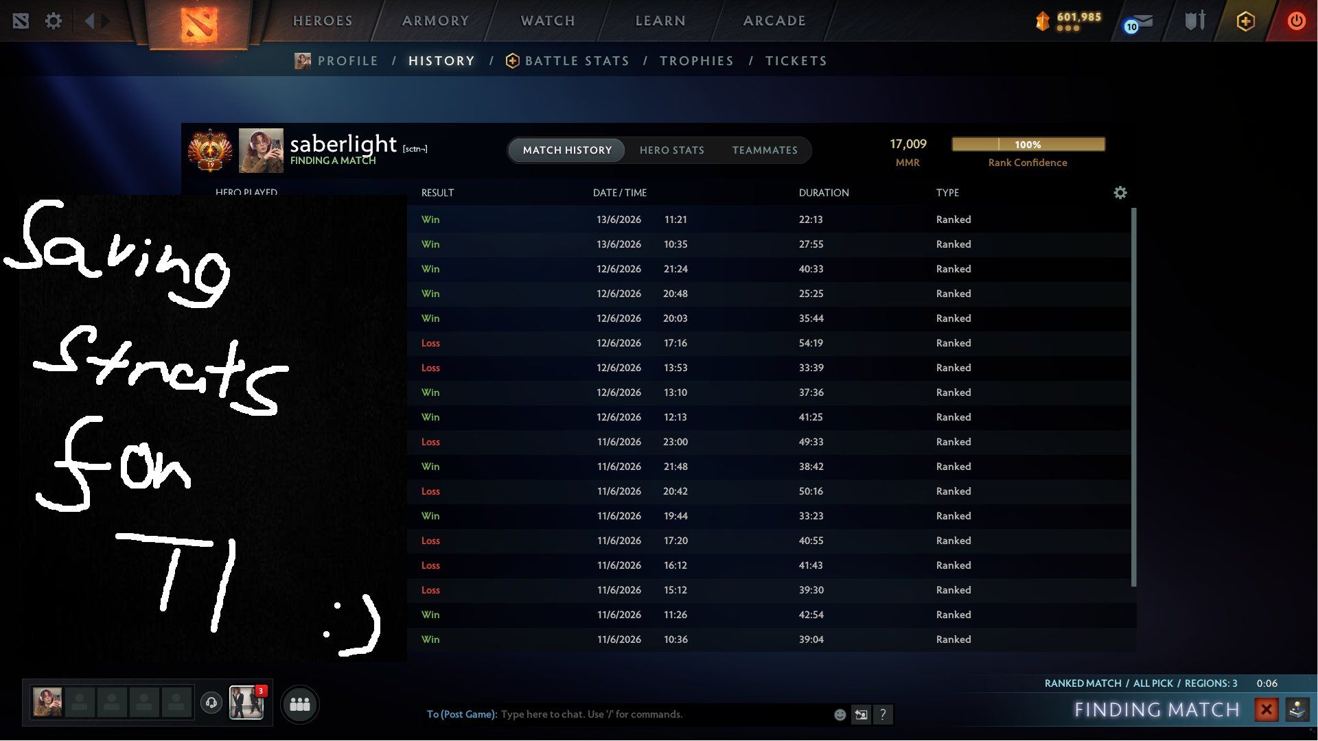 SabeRLight- набрал 17 тыс. MMR | Источник: SabeRLight- в X