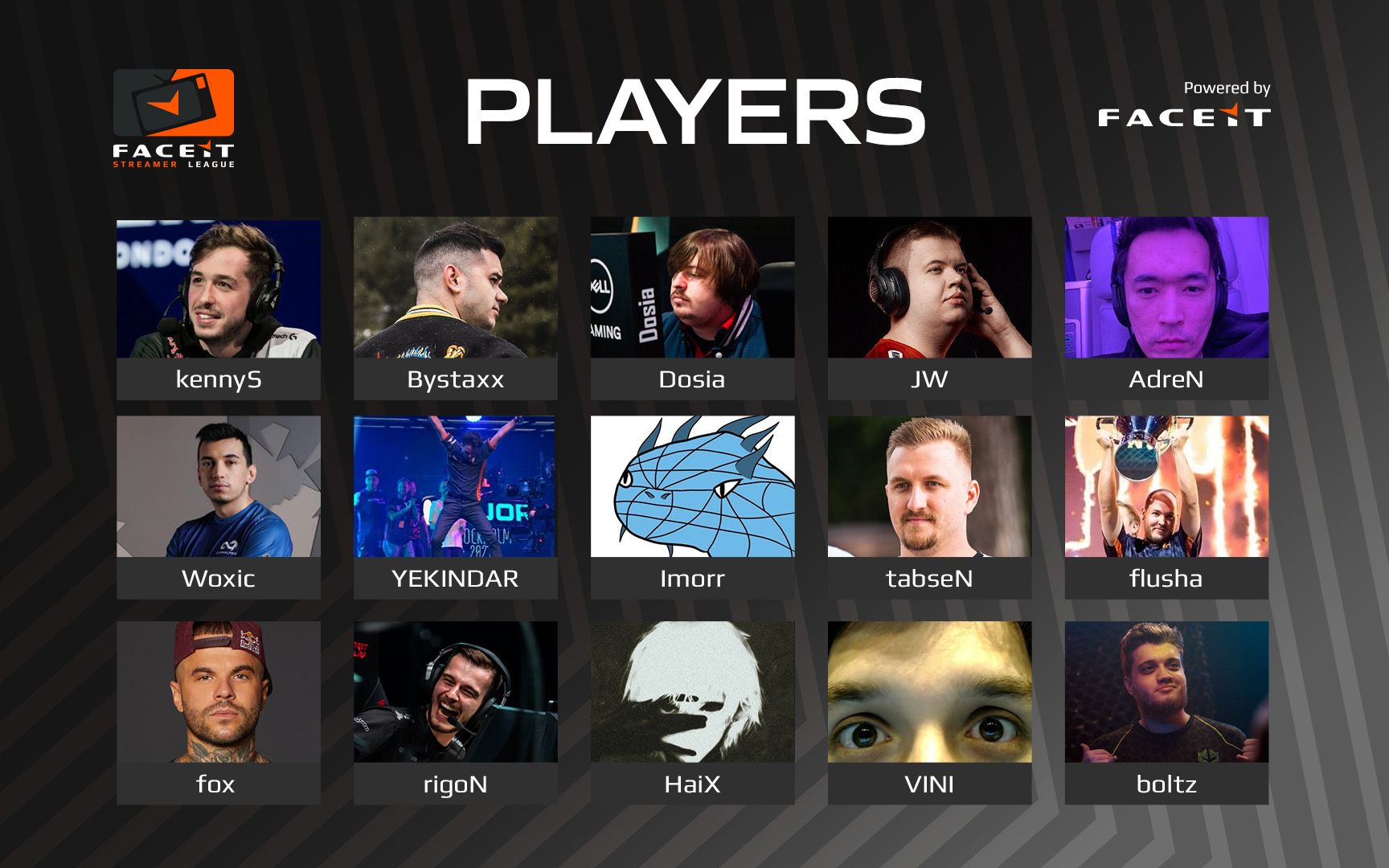 Приглашенные участники FACEIT Streamer League | Источник: твиттер