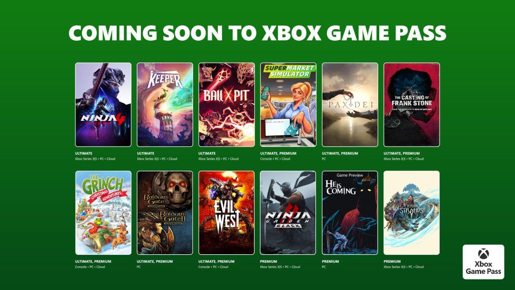 Игры первой волны Xbox Game Pass в октябре 2025 года. Источник: Xbox