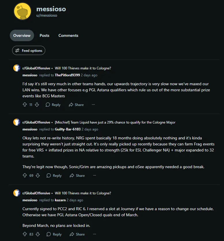 Ответы сотрудника 100 Thieves на reddit | Источник: reddit.com