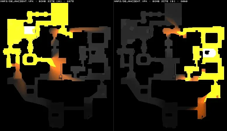 Визуализация урона на карте Ancient | Источник: reddit.com