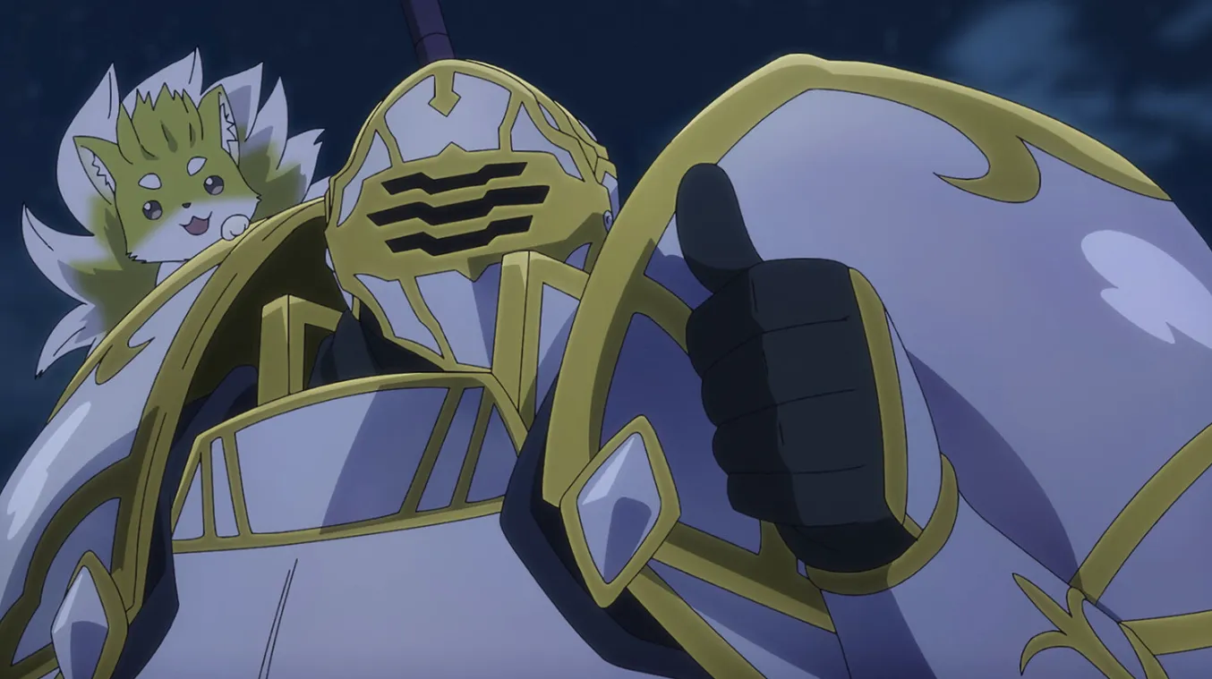 Кадр из аниме «Рыцарь-скелет вступает в параллельный мир»