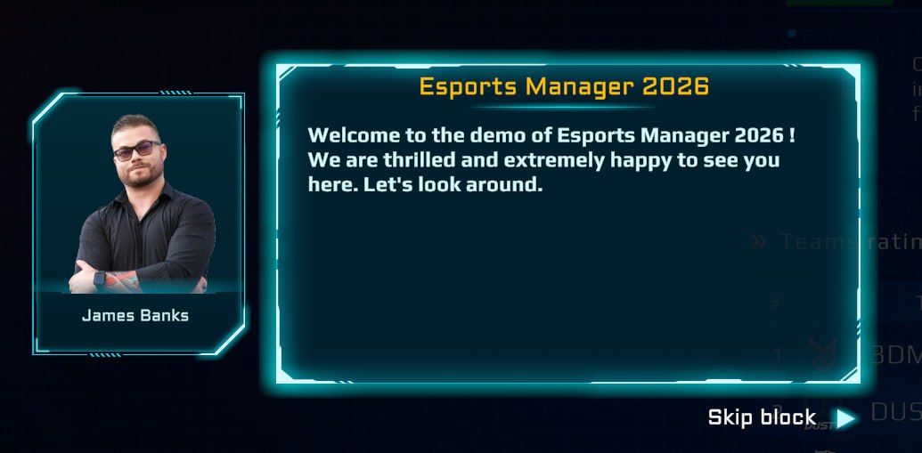 Джеймс Бенкс в Esports Manager 2026 | Скриншот из Esports Manager 2026