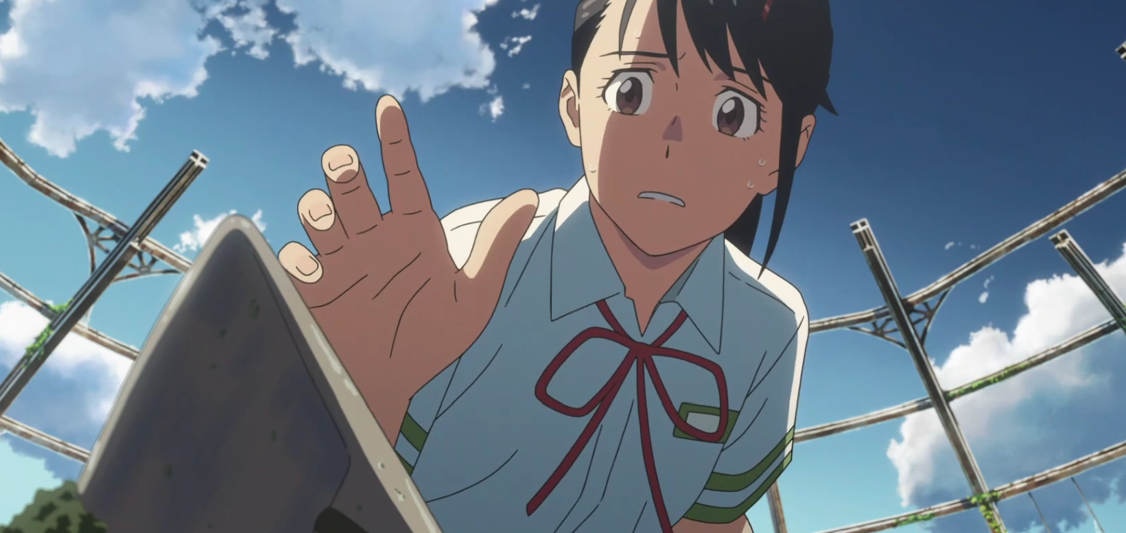 Кадр из аниме «Судзумэ, закрывающая двери»