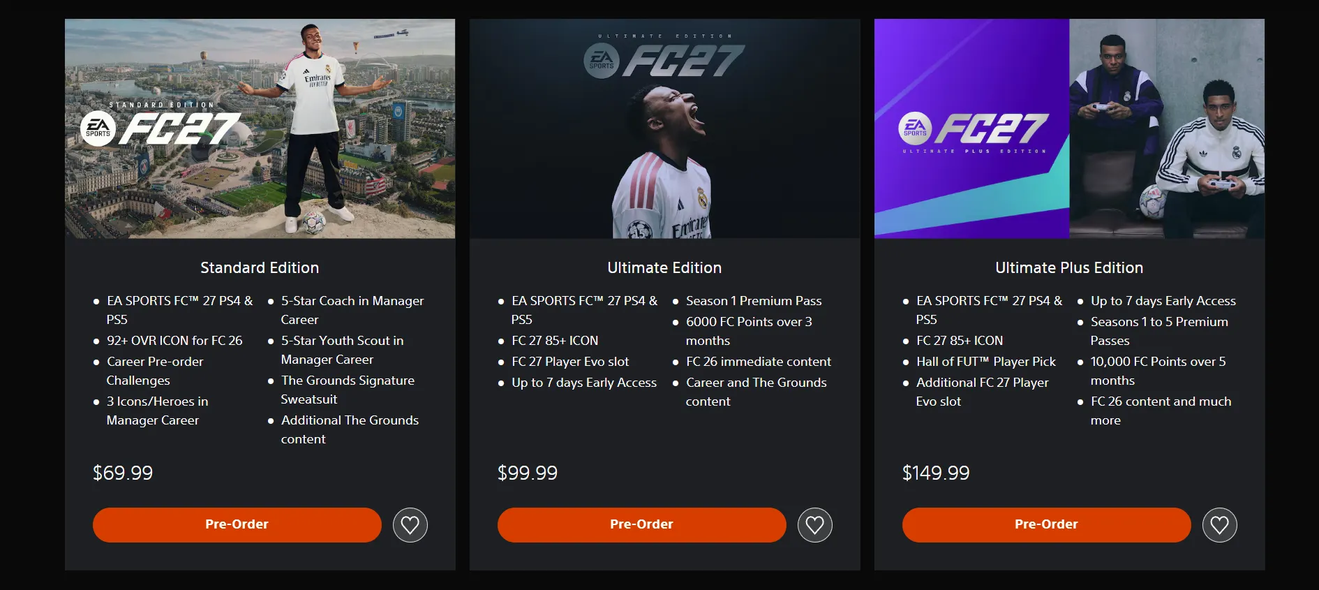 Цены на EA SPORTS FC 27 в магазине PlayStation Store. Источник: Sony