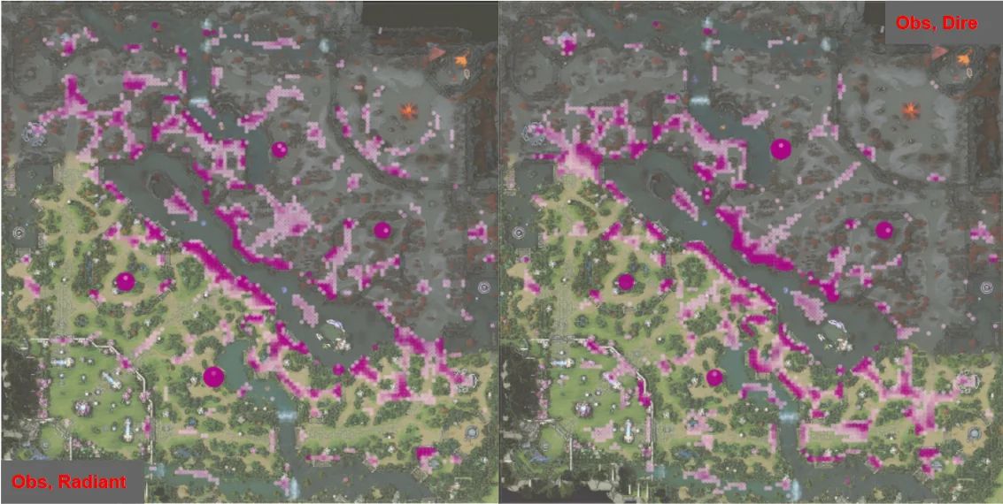 Расположение Observer Ward (чем темнее, тем популярнее место). Источник: reddit