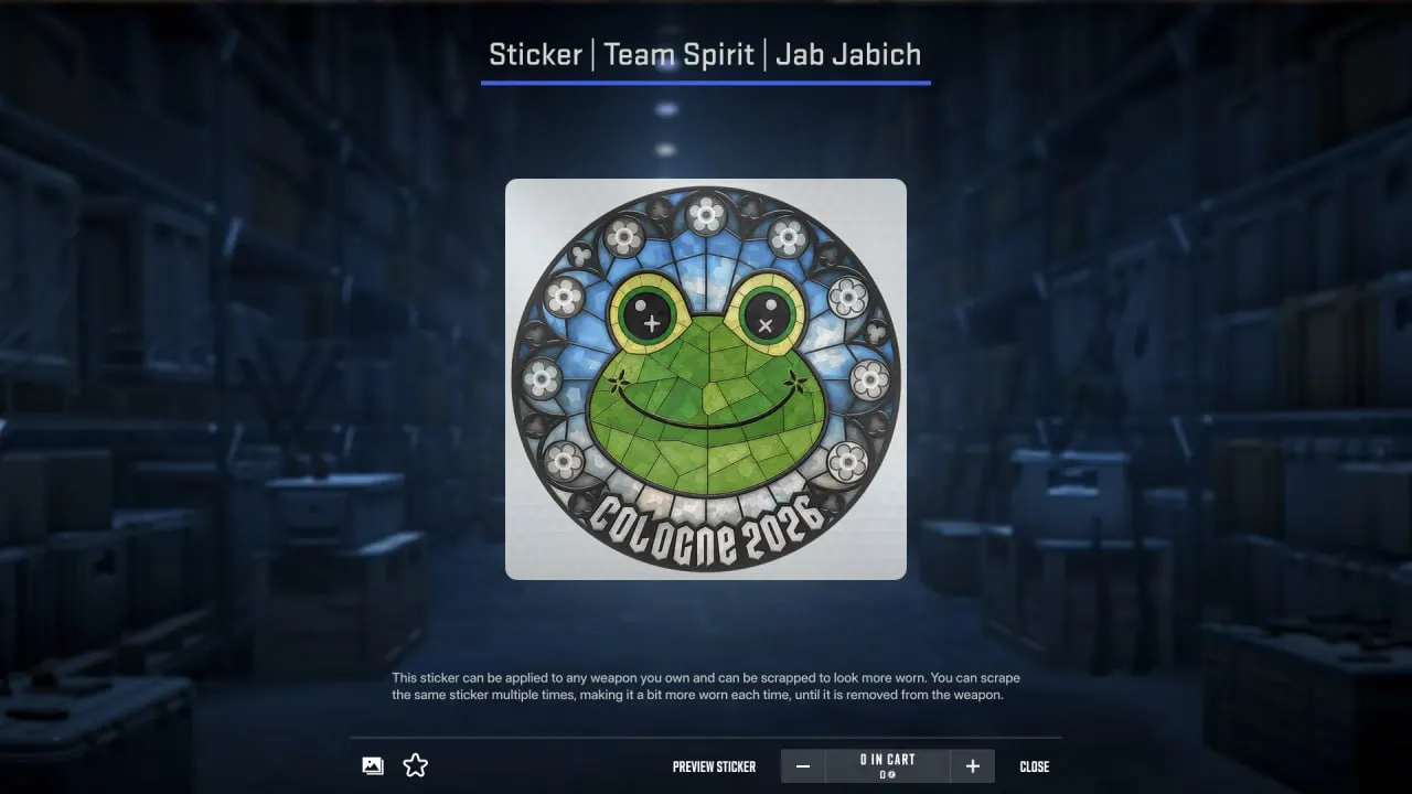 Концепт стикера Жаб Жабыча в CS2 | Источник: канал Team Spirit в Telegram
