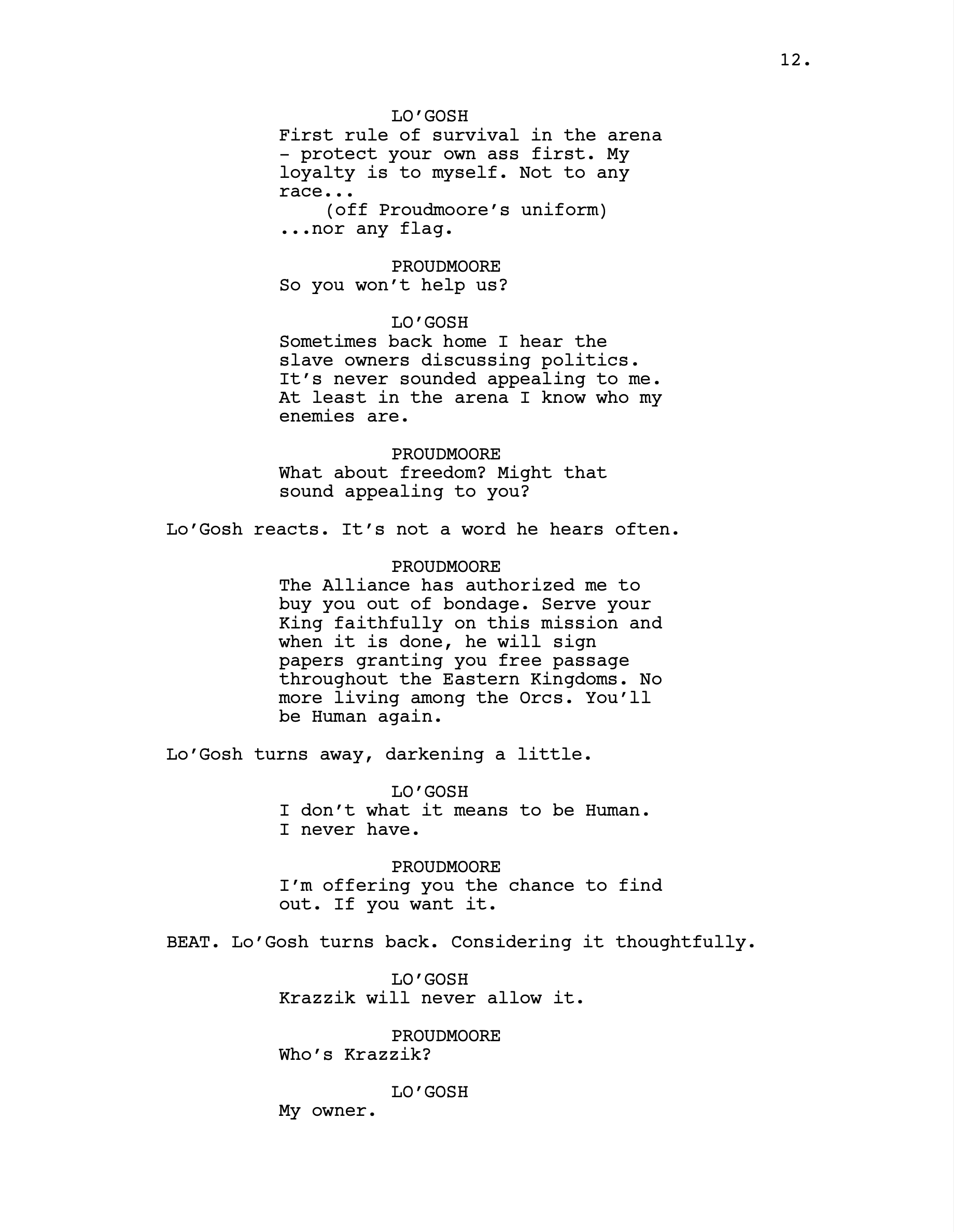 Вариант сценария для фильма «Варкрафт» от Гэри Уитты. Источник: twitter.com/garywhitta