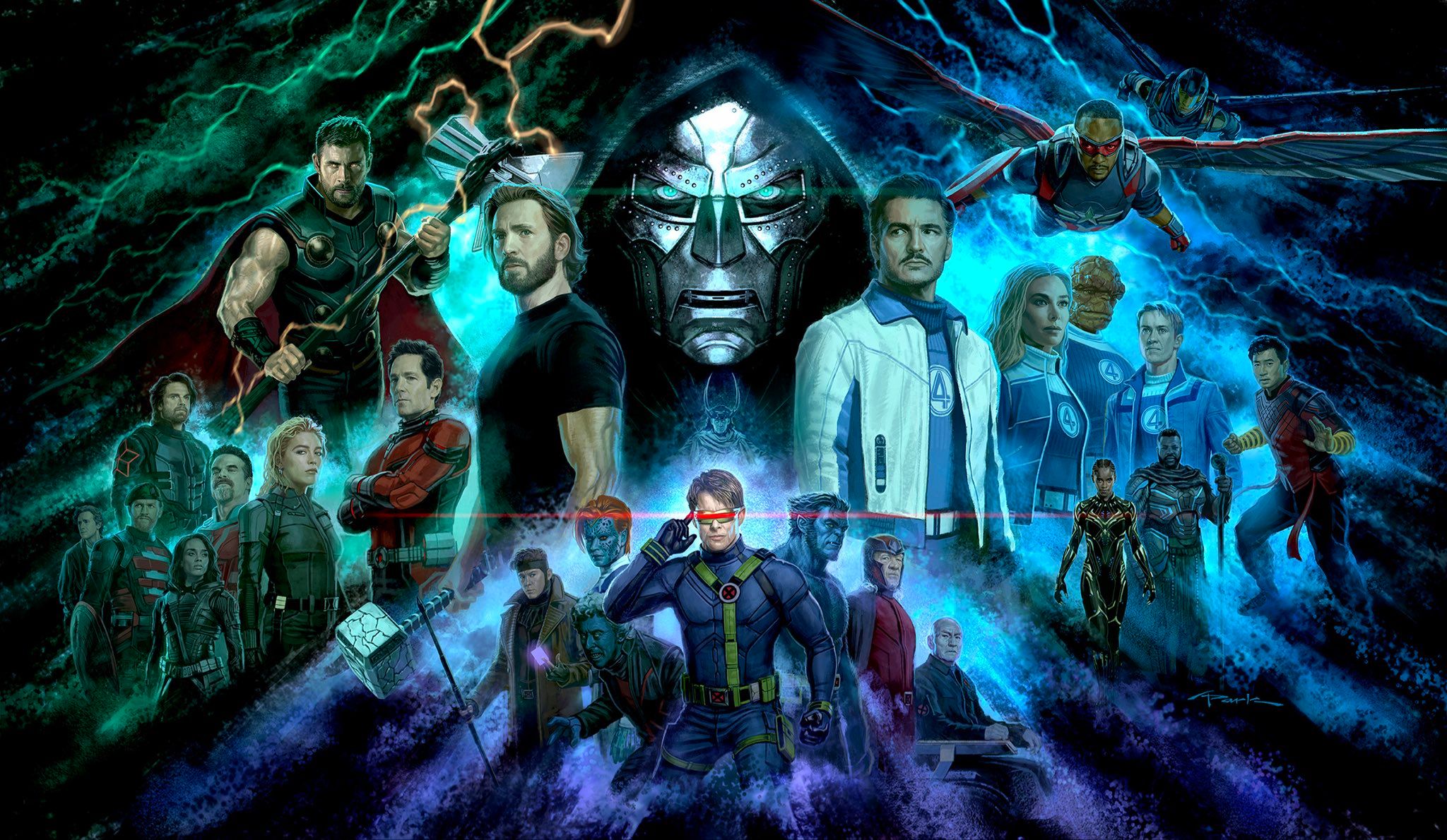 Изображение с персонажами фильма «Мстители: Доктор Дум» (Avengers: Doomsday). Источник: X Энди Парка