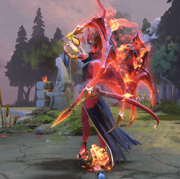 Плащ арканы Queen of Pain проходит сквозь бедра модели героя