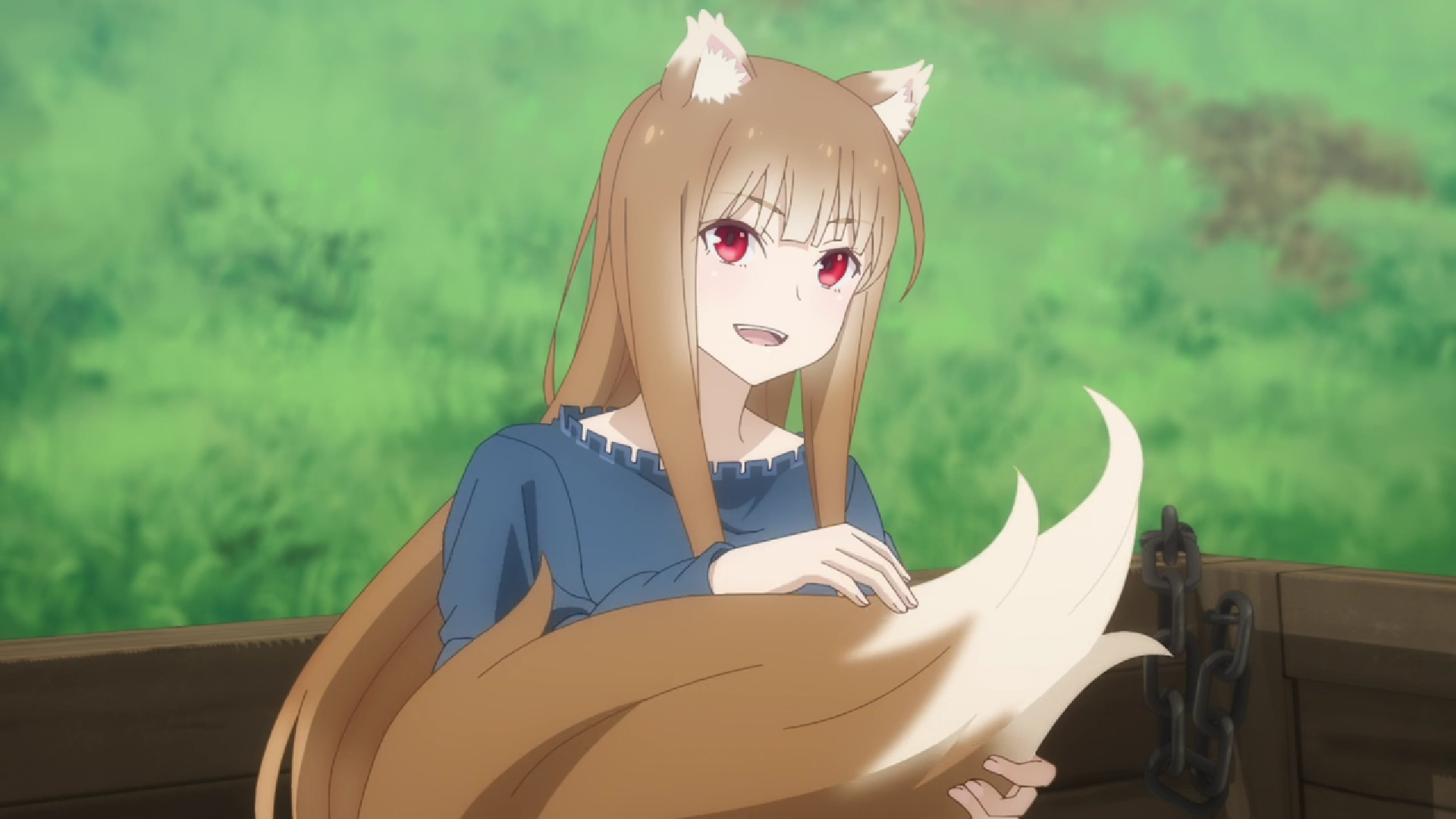 Кадр из аниме «Волчица и пряности: Торговец встречает мудрую волчицу»