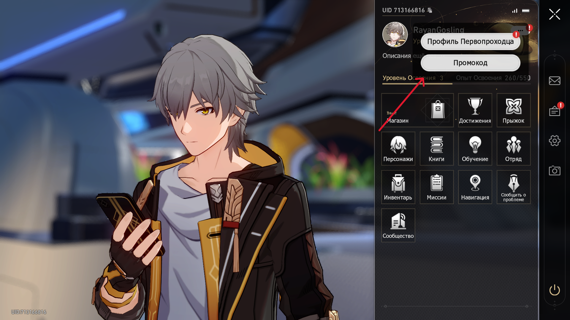 Переходим во вкладку «Промокод».