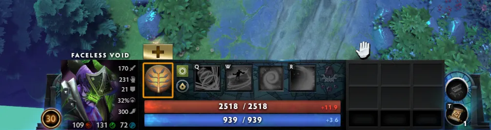 Вот у нас есть Faceless Void с 2,5 тыс. ХП. Мы дадим в него два Laser по 350 урона каждый. Источник: Dota 2