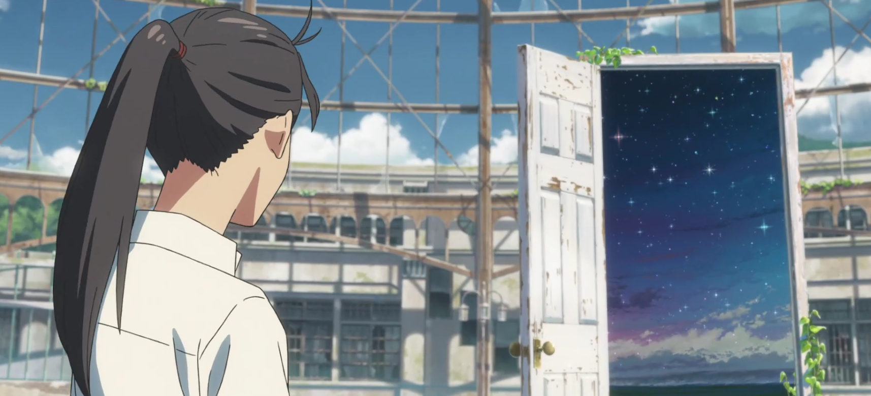 Кадр из аниме «Судзумэ, закрывающая двери»