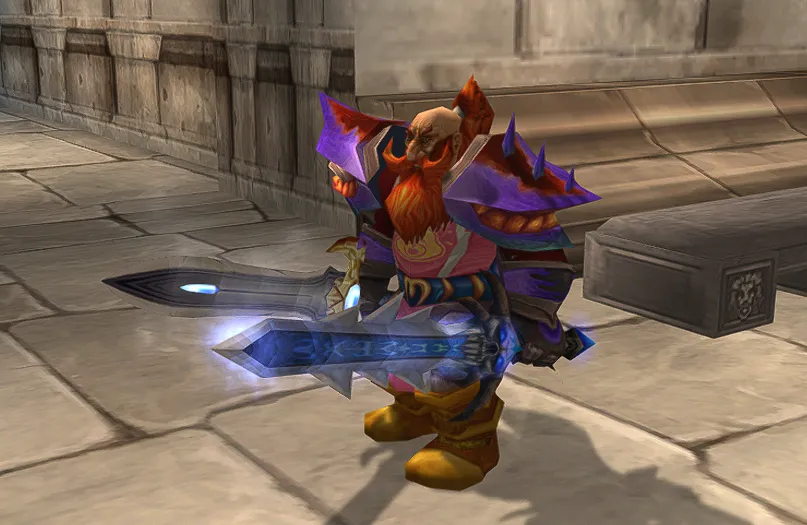 Вот такой серьёзный меч теперь у меня за поясом. Ух. Скриншот из World of Warcraft Classic