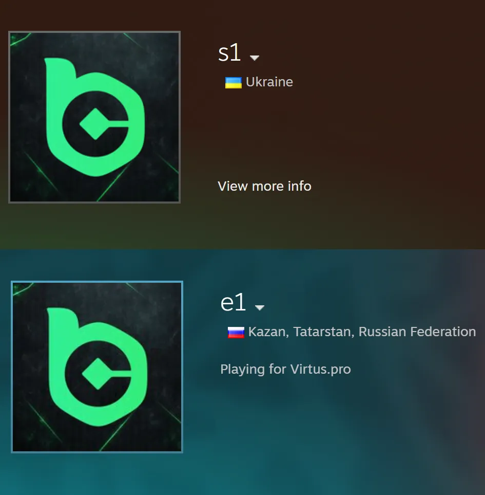 Никнеймы s1mple и electroNic в Steam | Источник: страницы киберспортсменов в Steam