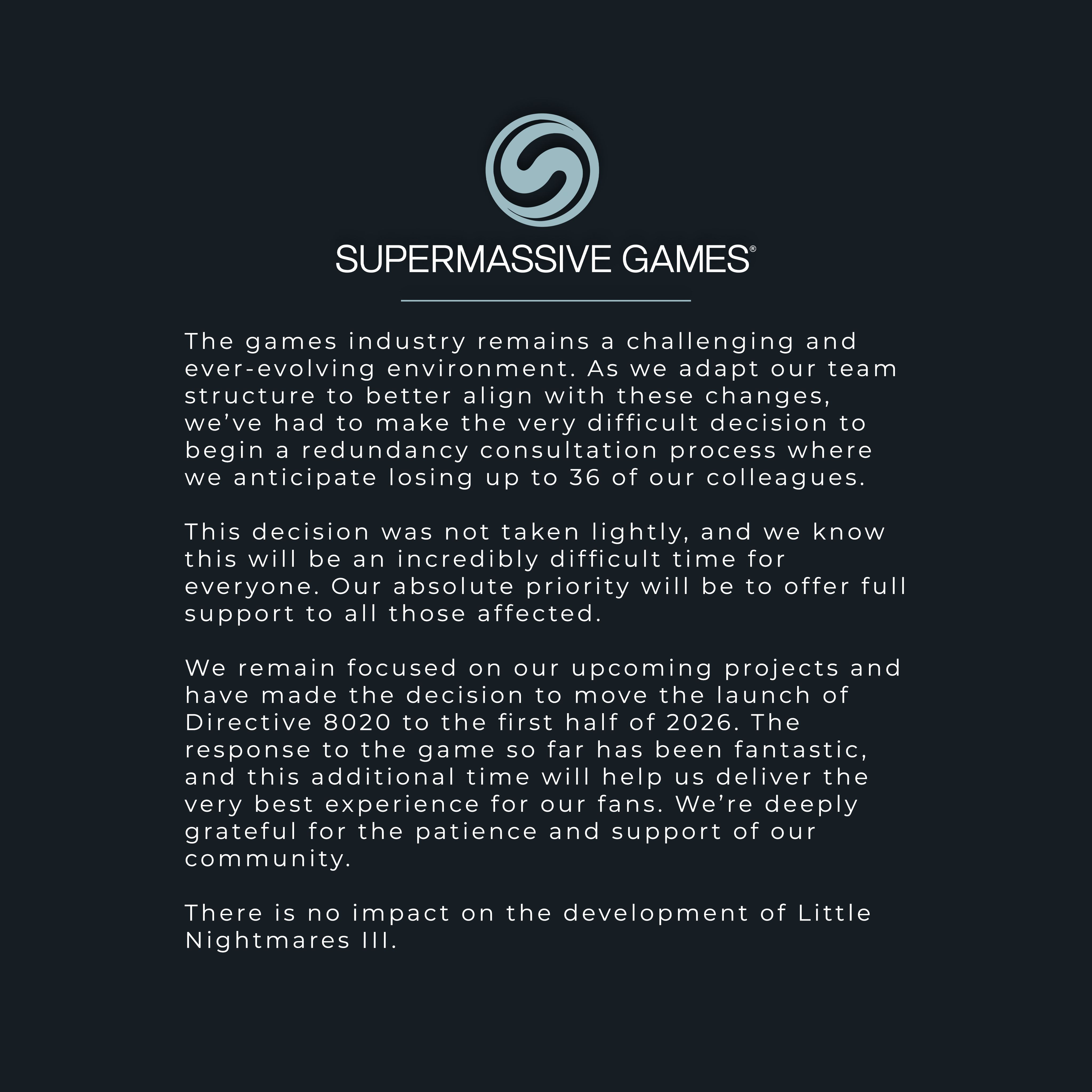 Заявление студии. Источник: аккаунт Supermassive Games в Х