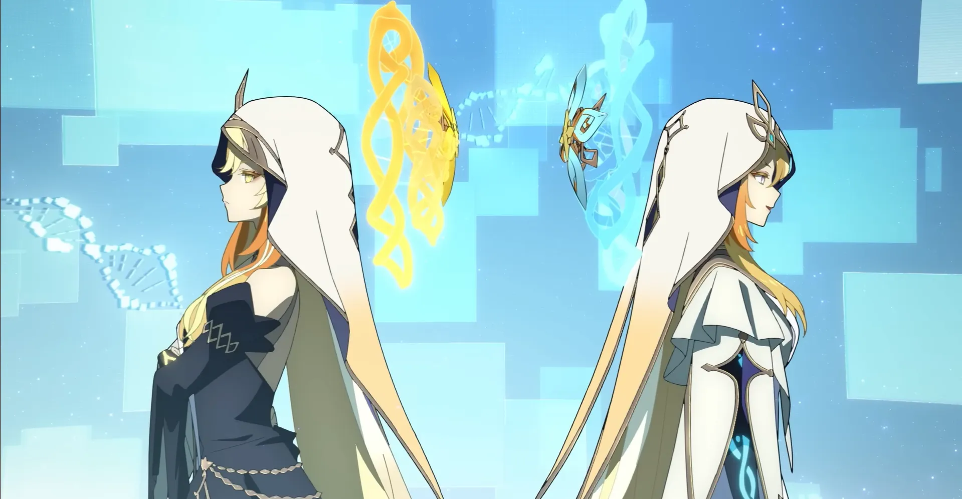 Рэйндоттир (слева) и Набериус (справа), кадр из тизера «Божьи границы». Источник: Genshin Impact