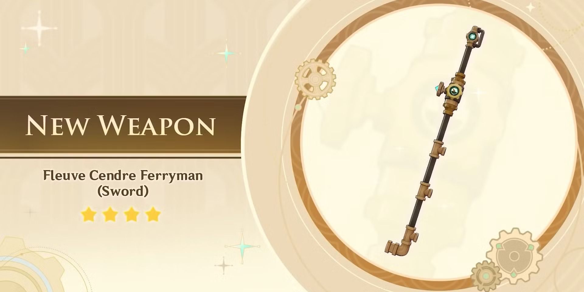Анонс оружия "Перевозчик Флев Сандр". Источник: Genshin Impact