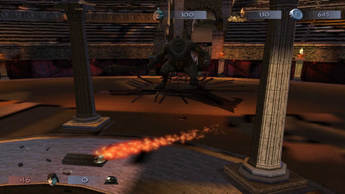 Уже летит огненный топор и босс стал в эпичную позу