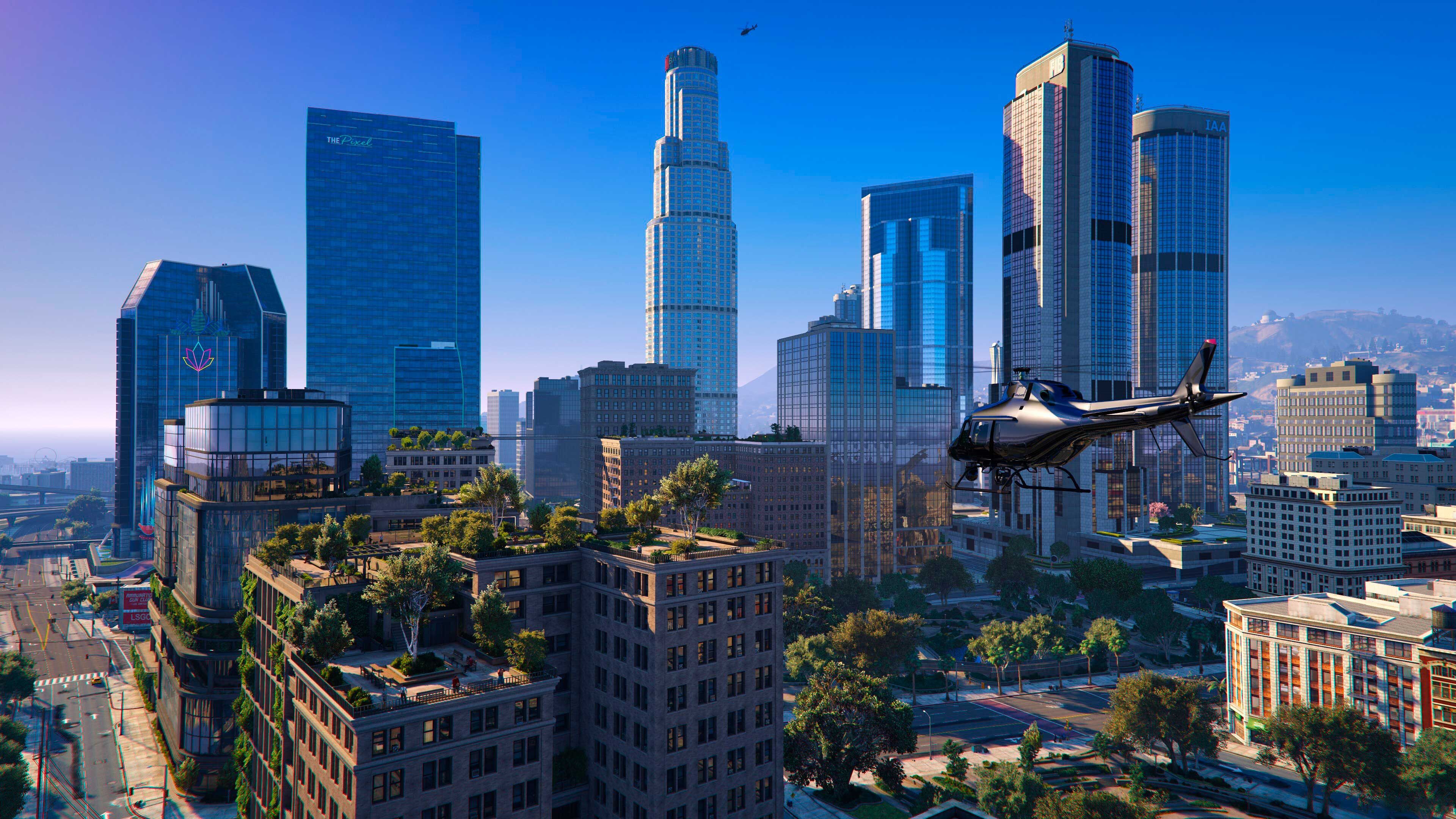 Законченная стройка (слева) в GTA V. Источник: rockstargames.com