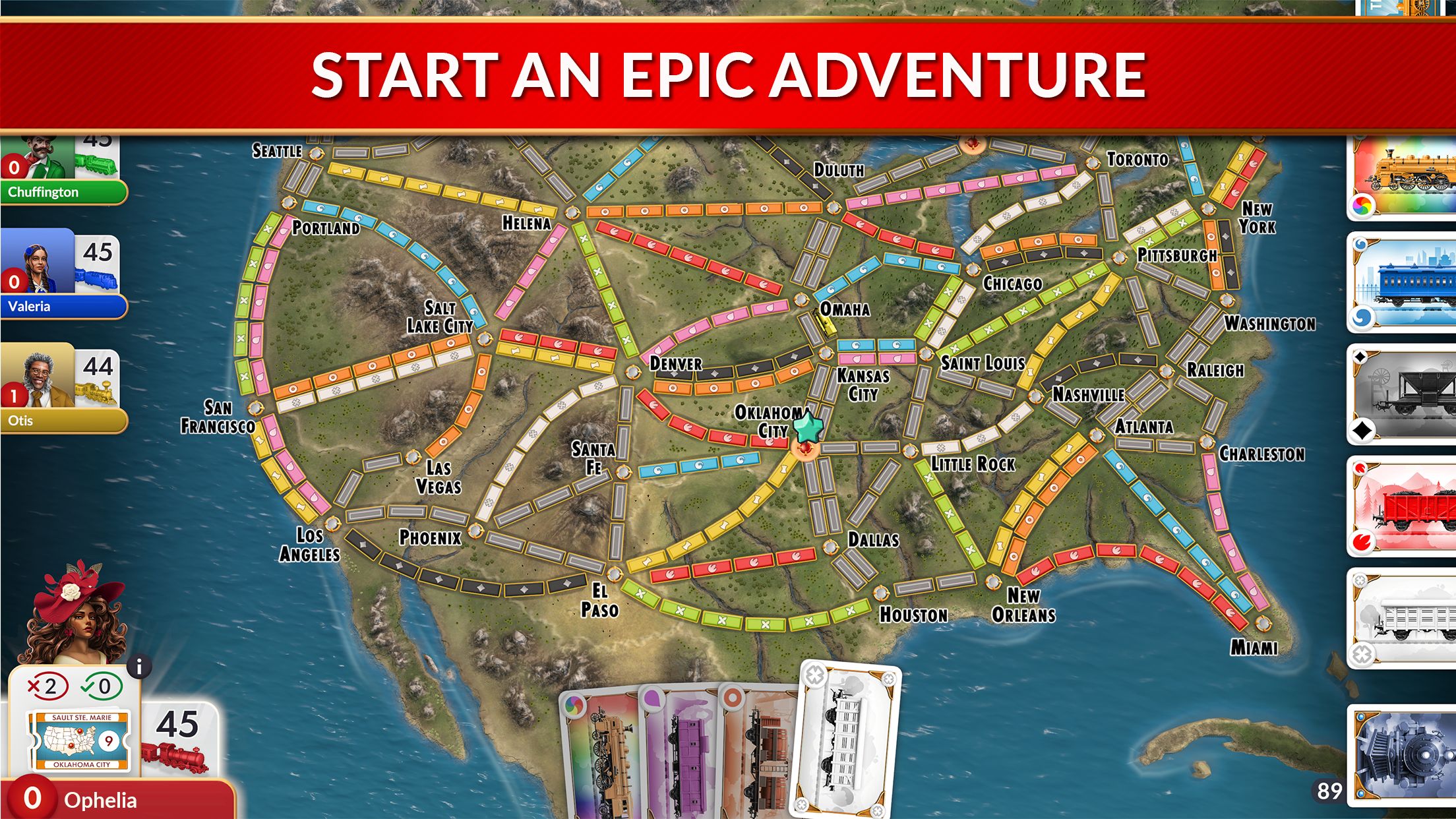 Скриншот из Ticket to Ride. Источник: Play Market