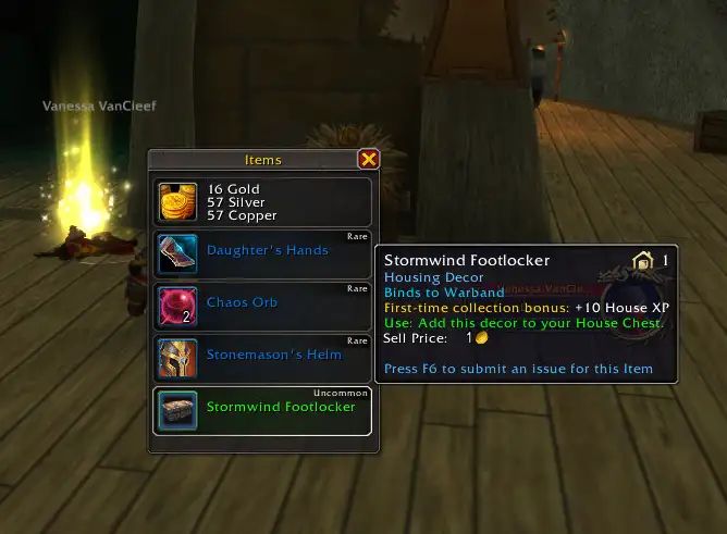 Скриншот добычи в World of Warcraft