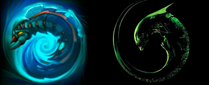 Слева - иконка ультимейта Вивера, справа - постер к фильму "Чужой 3".