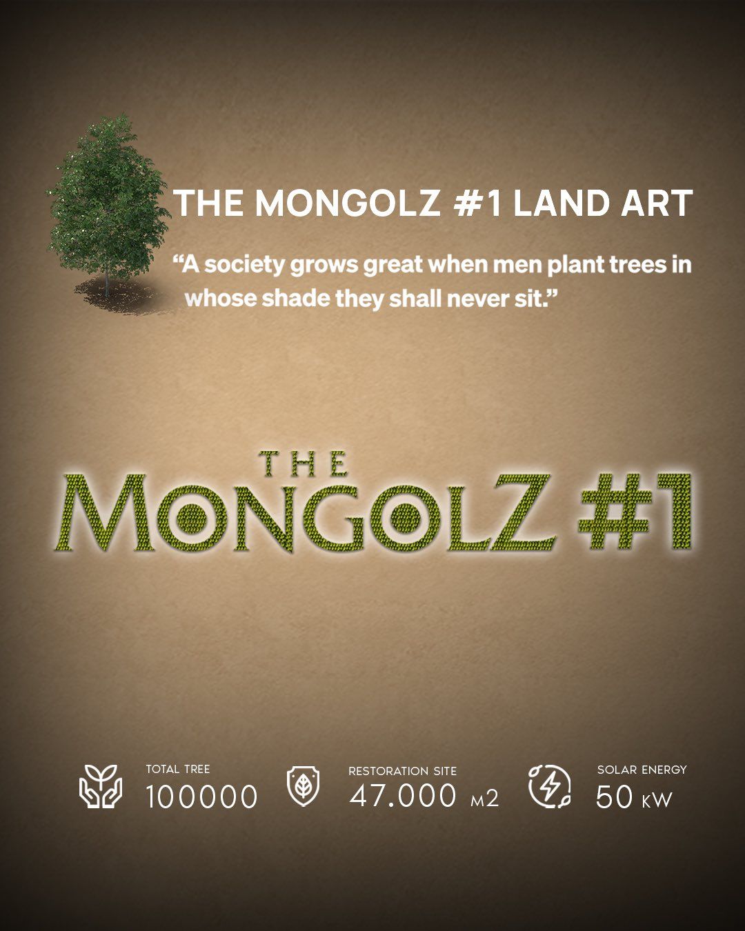 Как будет выглядеть надпись The Mongolz #1 из 100 тыс. деревьев | Источник: The Mongolz в X