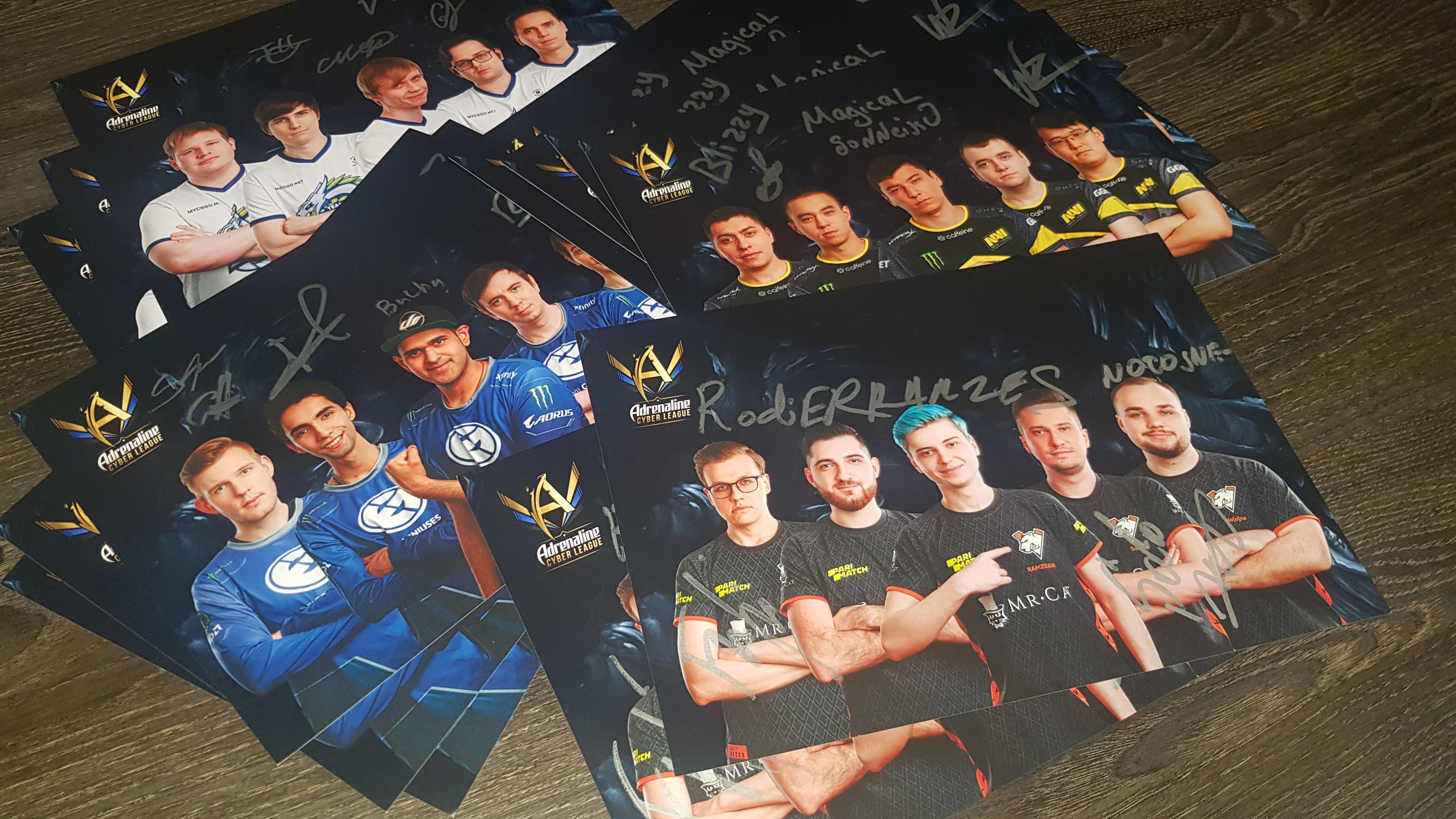 Плакаты с автографами киберспортсменов