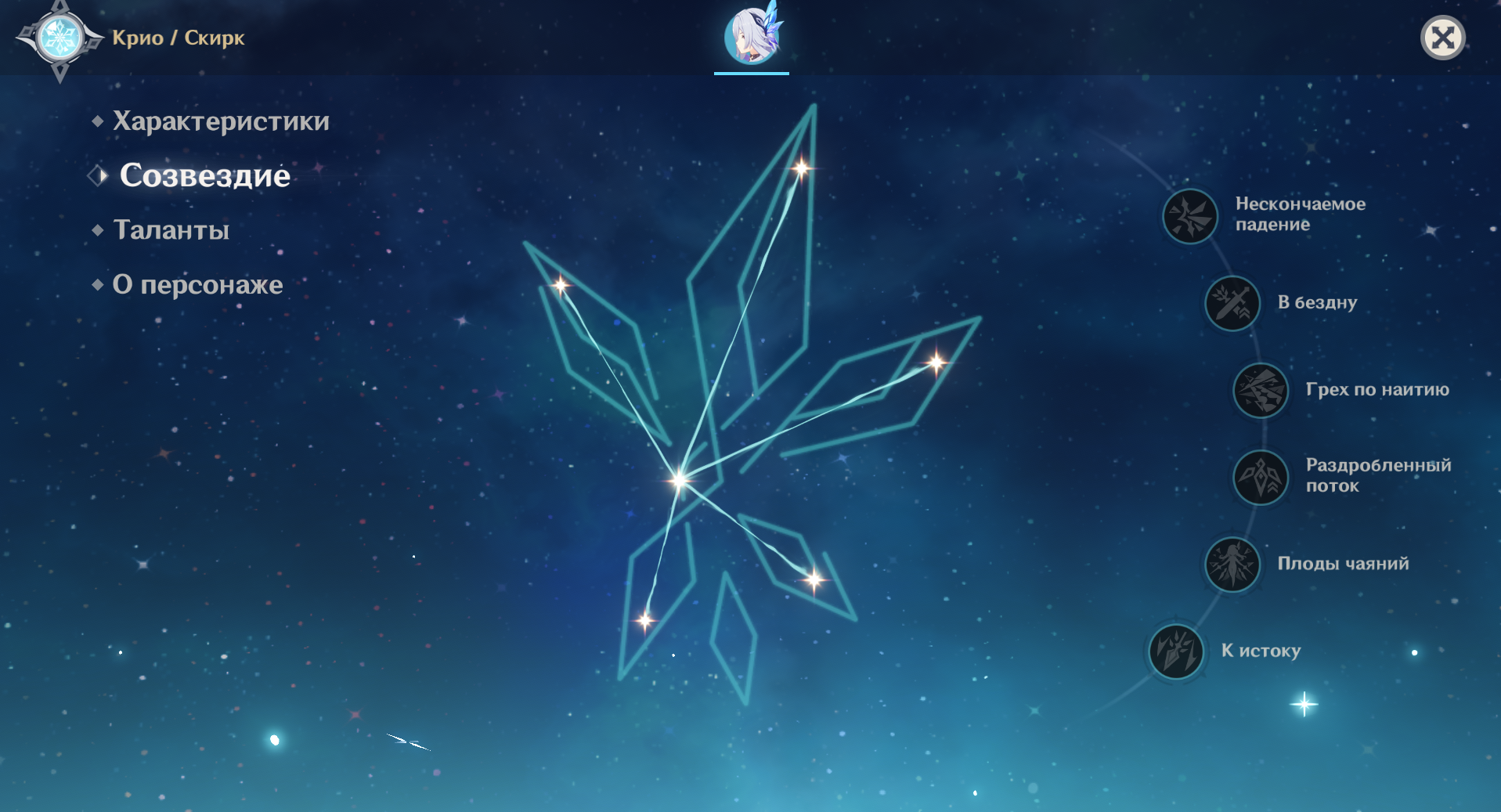 Созвездия Скирк. Источник: Genshin Impact