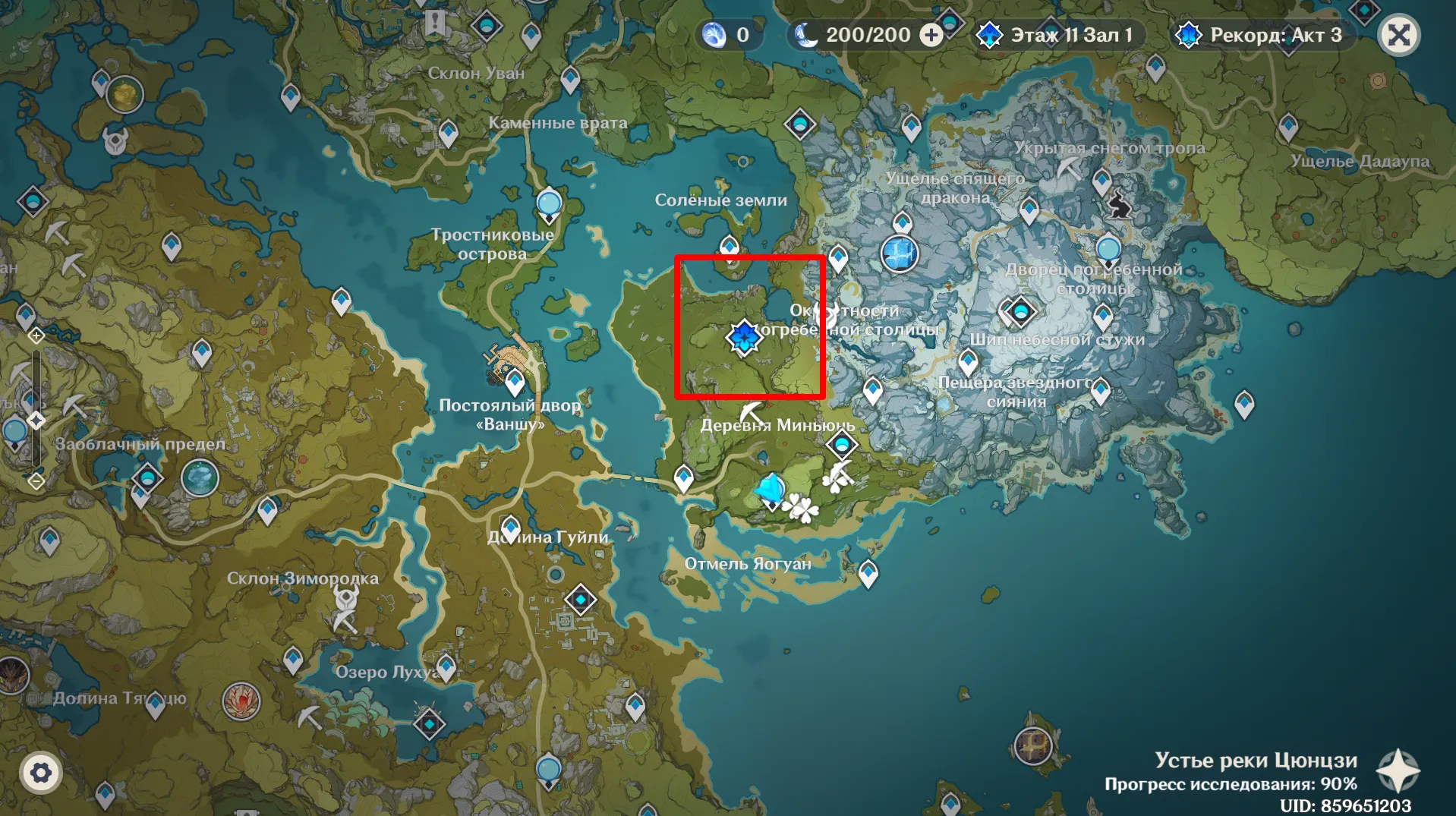 Найти Мрачный натиск можно недалеко от Драконьего Хребта. Источник: Genshin Impact