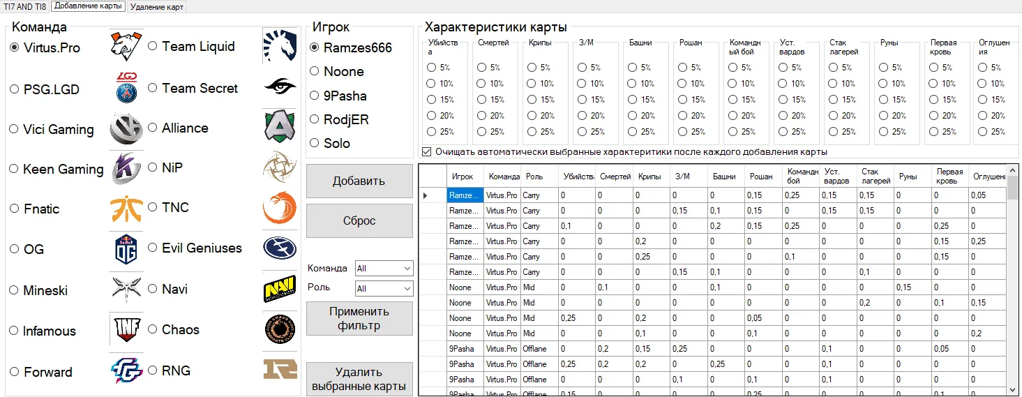 Вкладка для добавления и просмотра ваших карт
